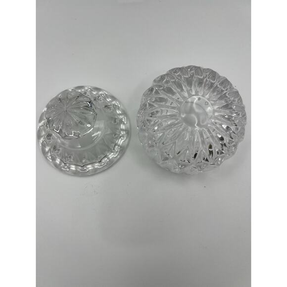 Clear Cut Crystal Glass Trinket Jar With Lid Small Vanity Container - Picture 4 of 10